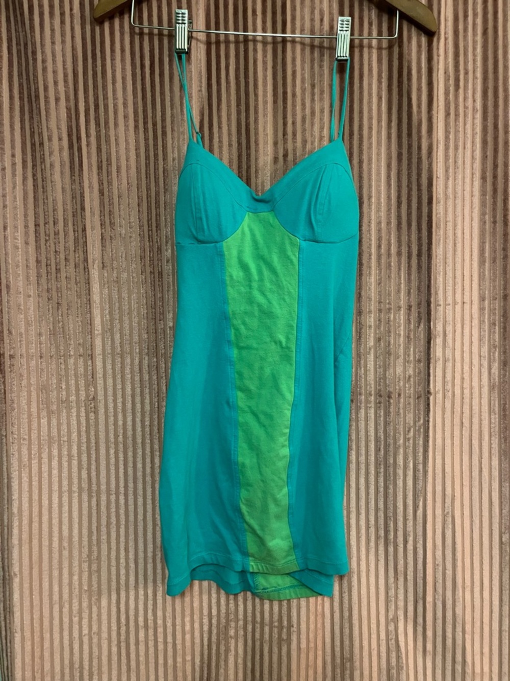 Charlotte Russe Y2K women’s Teal & Lime Slip Dress